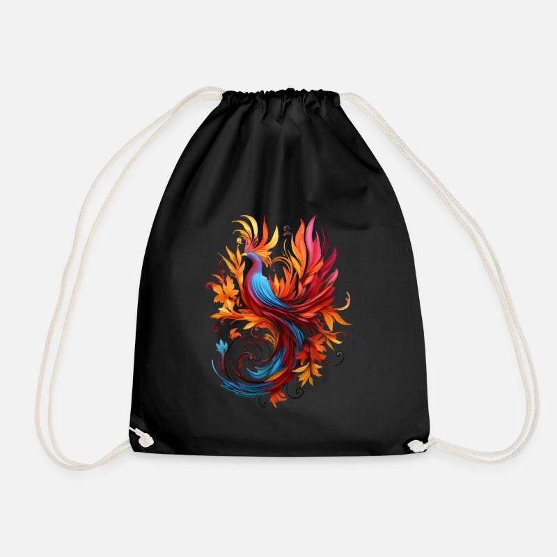 abstract Bird - Drawstring Bag - black