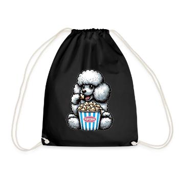 Poodle at the Cinema, Carnival & Popcorn - Drawstring Bag - black - Front