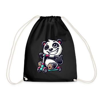 Panda Roller Scooter Dessin animé Cool - Sac de sport léger - noir - Devant