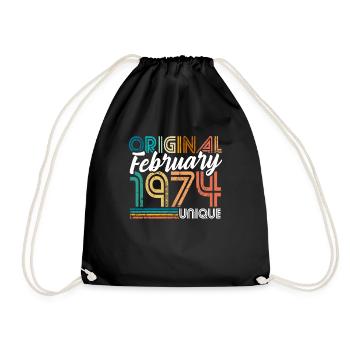 Vintage February 1974 Unique Limited Edition - Drawstring Bag - black - Front