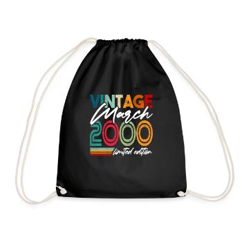 Vintage born March 2000 Birthday March 2000 - Drawstring Bag - black - Front