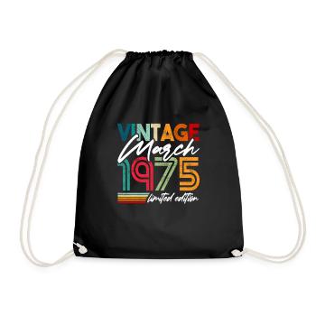 Vintage born March 1975 Birthday March 1975 - Drawstring Bag - black - Front