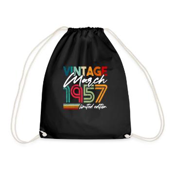 Vintage geboren März 1957 Geburtstag März 1957 - Turnbeutel - Schwarz - Vorne