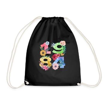 Jahrgang 1984 Geburtstags Blumen Design für Frauen - Turnbeutel - Schwarz - Vorne