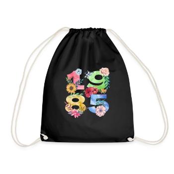 Jahrgang 1985 Geburtstags Blumen Design für Frauen - Turnbeutel - Schwarz - Vorne