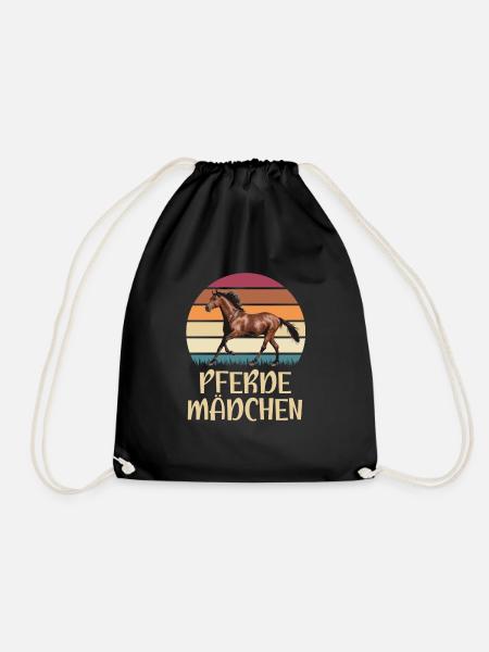 Pferde Mädchen Pferde Retro Design - Turnbeutel - Schwarz