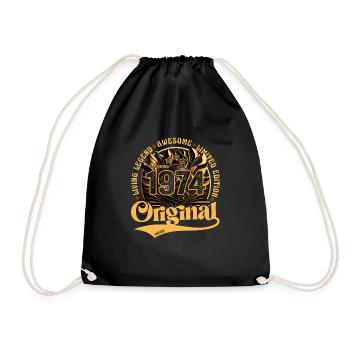 born in 1974 birthday retro vintage 1974 - Drawstring Bag - black - Front