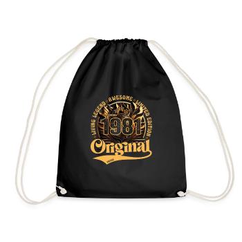 born in 1981 Birthday Retro vintage 1981 - Drawstring Bag - black - Front