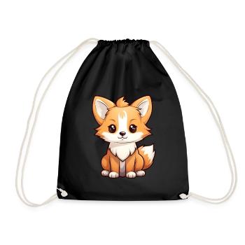 Fox Anime - Drawstring Bag - black - Front