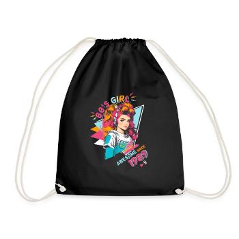 80s Born 1989 Birthday Design Women - Drawstring Bag - black - Front