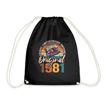 Vintage Born 1981 Birthday Original 1981 - Drawstring Bag - black - Front