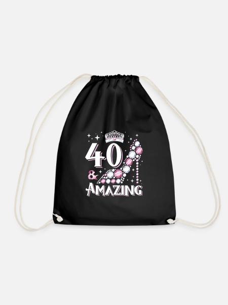 Stilvolles Schuh-Design zum 40. Geburtstag - Turnbeutel - Schwarz