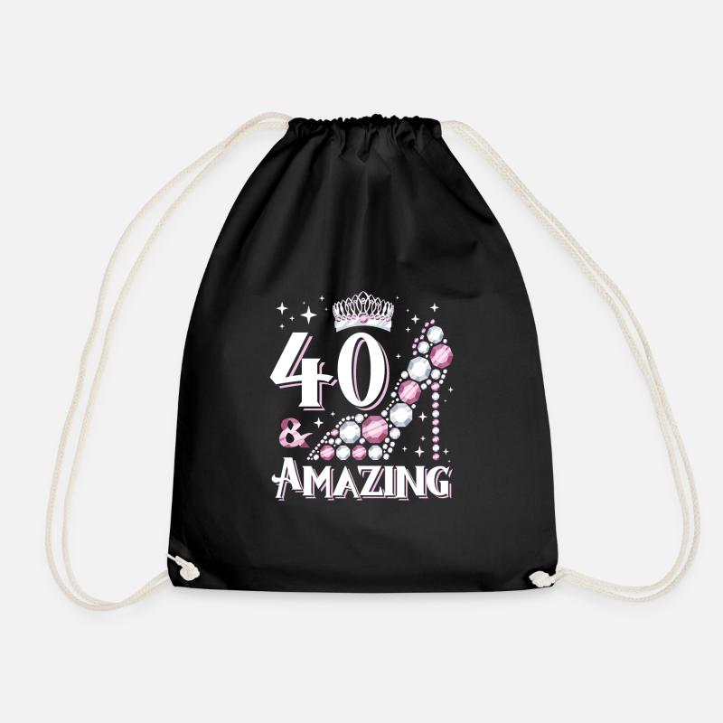 Stilvolles Schuh-Design zum 40. Geburtstag - Turnbeutel - Schwarz