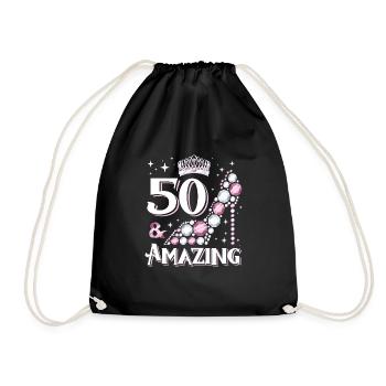 Stylish shoe design for women's 50th birthday - Drawstring Bag - black - Front