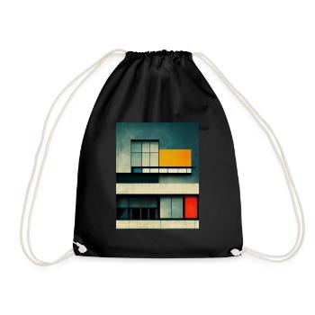 Bauhaus Style Architecture Inspired Design - Drawstring Bag - black - Front