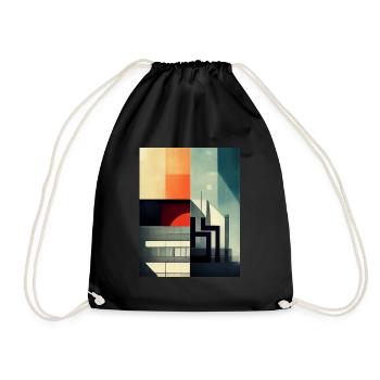 Pattern inspired by architecture in Bauhaus style - Drawstring Bag - black - Front