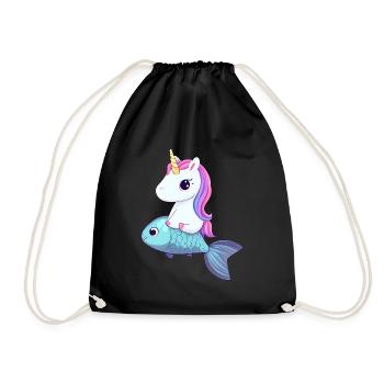 La licorne monte sur le poisson - Sac de sport léger - noir - Devant