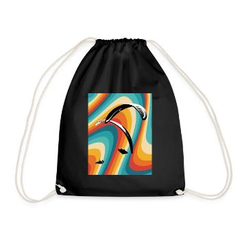 Paragliding Retro Thermalling - Drawstring Bag - black - Front