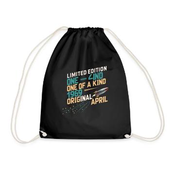 April 1969 Birthday April 1969 April - Drawstring Bag - black - Front
