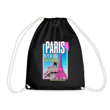 Paris, France, Ville, Skyline, Tour Eiffel, Art - Sac de sport léger - noir - Devant