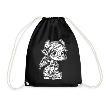 Baby Gargoyle - Drawstring Bag - black - Front