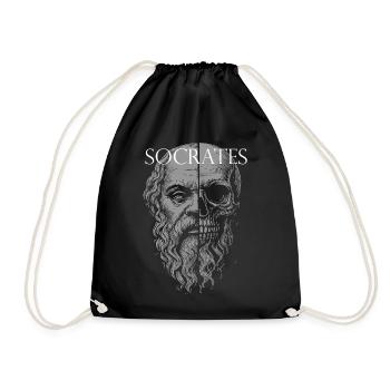 Socrates Half-Skull Portrait Design - Drawstring Bag - black - Front
