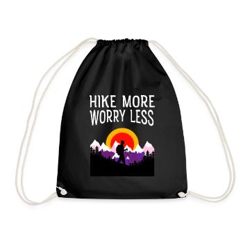 Wandern Sie mehr Sorgen weniger - Mountain Retro Vintage - Turnbeutel - Schwarz - Vorne