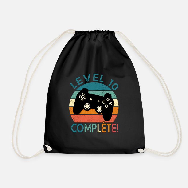Level 10 Geschenk Videospiele Geburtstag 10 Jahre - Turnbeutel - Schwarz
