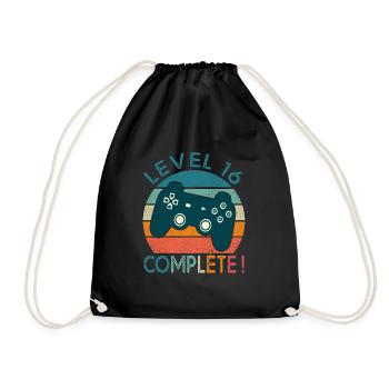 Level 16 Geschenk Videospiele Geburtstag 16 Jahre - Turnbeutel - Schwarz - Vorne