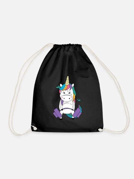 Deadlift Unicorn Fitness Einhorn Geschenk - Turnbeutel - Schwarz