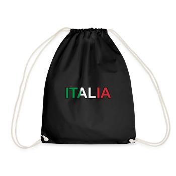 italian flag funny gift soccer shirt - Drawstring Bag - black - Front