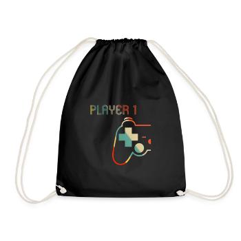 Matching Gamer Couple Player 1 Player 2 Shirt - Turnbeutel - Schwarz - Vorne