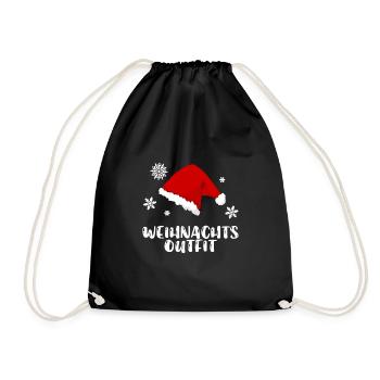 Weihnachtsoutfit Christmas Xmas Weihnachten - Turnbeutel - Schwarz - Vorne