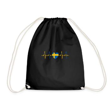 Schweden Herzschlag Reise Geschenk Schweden - Turnbeutel - Schwarz - Vorne