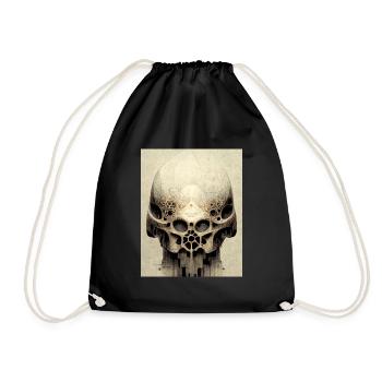 Skull Bauhaus vintage style v04 - Drawstring Bag - black - Front