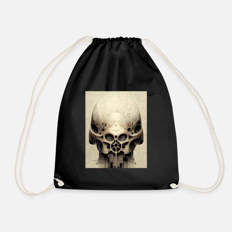 Skull Bauhaus vintage style v04 - Turnbeutel - Schwarz