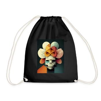 Skull Bauhaus vintage style - Drawstring Bag - black - Front