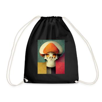Skull Bauhaus vintage style v012 - Drawstring Bag - black - Front