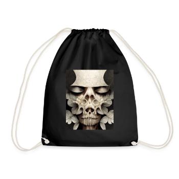 Skull Bauhaus vintage style v08 - Drawstring Bag - black - Front