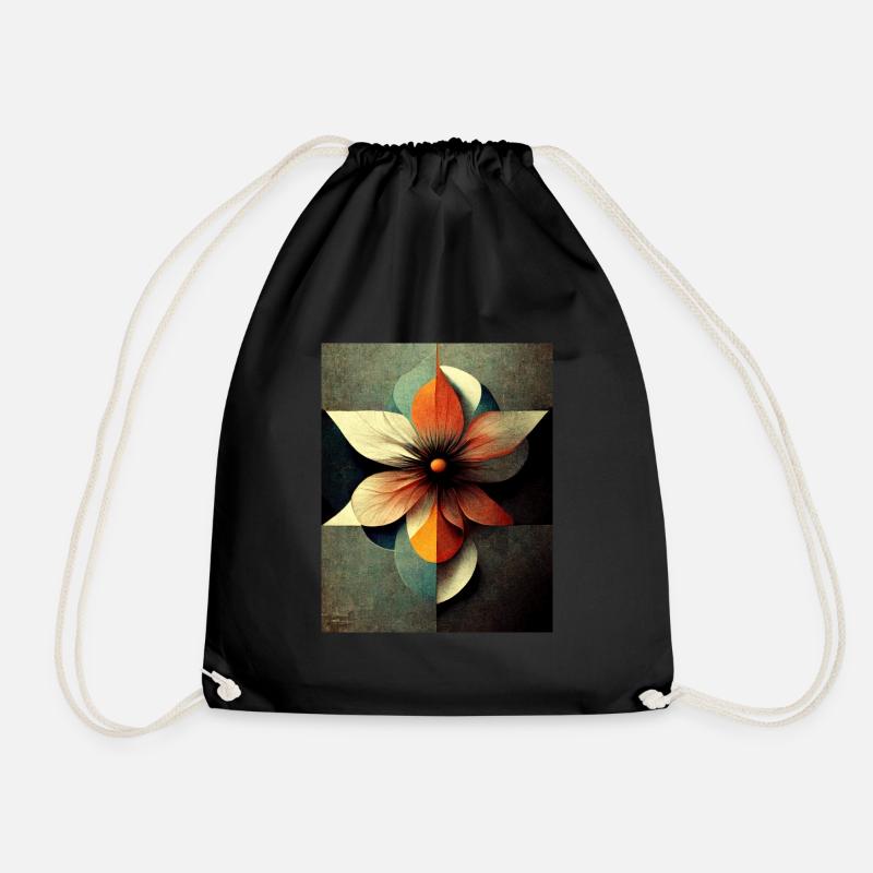 Blumen bauhaus Stil Vintage - Turnbeutel - Schwarz