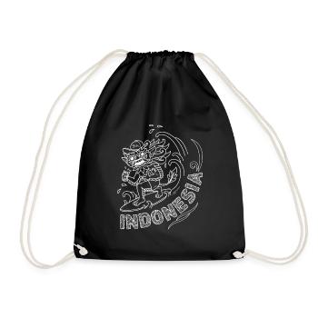 Indonesia surfboard summer Bali Barong wave - Drawstring Bag - black - Front