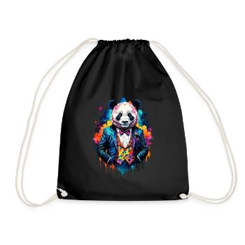 Panda en costume - Sac de sport léger - noir - Devant