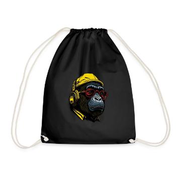 Soulful Chimpanzee Musical Reverie - Drawstring Bag - black - Front
