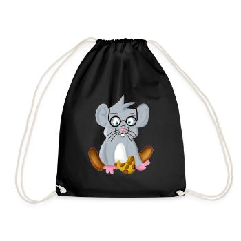 Intelligent little mouse with glasses as a nerd - Drawstring Bag - black - Front