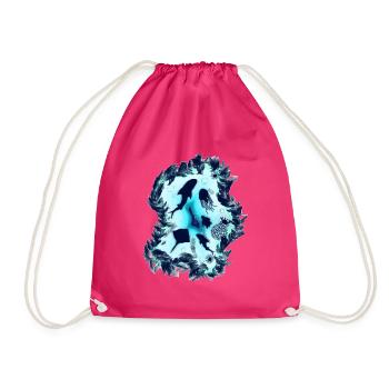 Underwater in the sea with sea life for divers - Drawstring Bag - fuchsia - Front