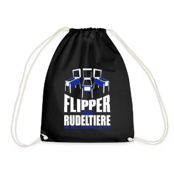 Flipper sind Rudeltiere | Pinball Farben änderbar - Turnbeutel - Schwarz - Vorne