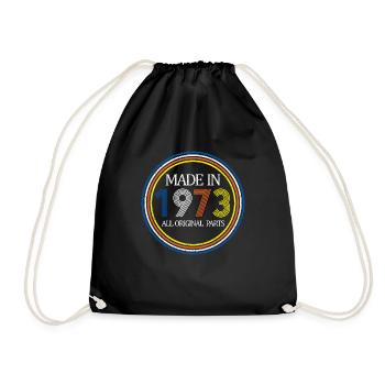 Made In 1973 Original Parts 50th Birthday Gift - Drawstring Bag - black - Front