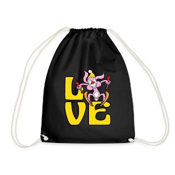 Rabbit hare skier skiing winter sport snow - Drawstring Bag - black - Front