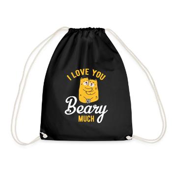 Paar Pärchen Partnerlook Design mit Bär Umarmng - Turnbeutel - Schwarz - Vorne