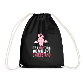 Only Kpop Fans Understand Flying Rabbit Korean - Drawstring Bag - black - Front